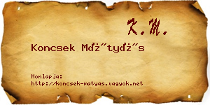 Koncsek Mátyás névjegykártya